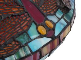 TIFFANY STYLE LEADED GLASS DRAGONFLY TABLE LAMP