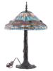 TIFFANY STYLE LEADED GLASS DRAGONFLY TABLE LAMP PIC-1