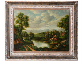 MID CENTURY LANDSCAPE OIL PAINTING BY SUMMERS