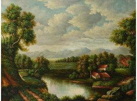 MID CENTURY LANDSCAPE OIL PAINTING BY SUMMERS