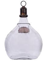 ENGLISH SILVER MOUNTED ETCHED GLASS DECANTER W TAG