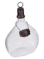 ENGLISH SILVER MOUNTED ETCHED GLASS DECANTER W TAG