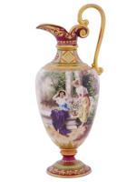 ANTIQUE ROYAL VIENNA CUPIDS PORCELAIN VASE EWER