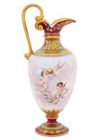 ANTIQUE ROYAL VIENNA CUPIDS PORCELAIN VASE EWER