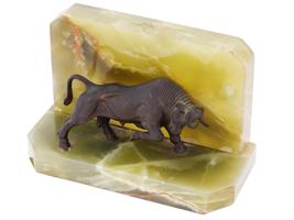 VINTAGE BRONZE BULL FIGURE BOOKEND