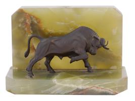 VINTAGE BRONZE BULL FIGURE BOOKEND