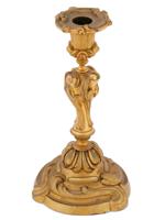 ANTIQUE FRENCH ROCOCO GILT BRONZE CANDLESTICK