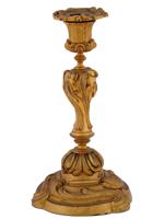 ANTIQUE FRENCH ROCOCO GILT BRONZE CANDLESTICK