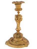 ANTIQUE FRENCH ROCOCO GILT BRONZE CANDLESTICK