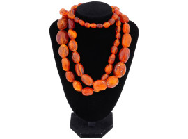 VINTAGE NATURAL AMBER STONE BEADED NECKLACE
