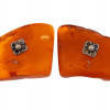 NATURAL AMBER STONE CUFFLINKS AND BEADED BRACELET PIC-3