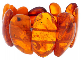 NATURAL AMBER STONE CUFFLINKS AND BEADED BRACELET