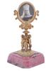 RUSSIAN 88 GILT SILVER FRAME ON RHODONITE PEDESTAL PIC-0