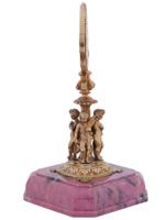 RUSSIAN 88 GILT SILVER FRAME ON RHODONITE PEDESTAL