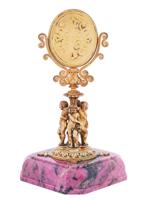 RUSSIAN 88 GILT SILVER FRAME ON RHODONITE PEDESTAL