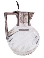 ANTIQUE RUSSIAN 84 SILVER AND CUT GLASS MILK JUG