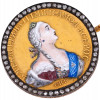 RUSSIAN GOLD COIN CATHERINE II BROOCH WITH DIAMONDS PIC-0