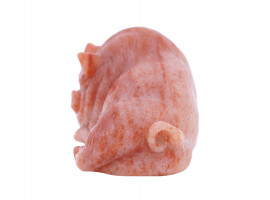 RUSSIAN CARVED AGATE PIG FIGURINE WITH RUBY EYES