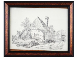 ATTRIBUTED TO ADOLF HITLER HOUSE PENCIL PAINTING
