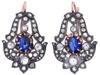 RUSSIAN GOLD SILVER SAPPHIRE AND DIAMOND EARRINGS PIC-1