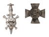 LOT OF TWO WWII NAZI GERMAN TOTENKOPF CROSS BADGES PIC-0