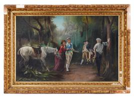 ANTIQUE DUEL OIL PAINTING AFTER LASLETT JOHN POTT