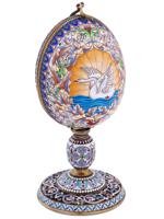 RUSSIAN 88 GILT SILVER ENAMEL EGG BOX WITH SURPRISE