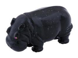 RUSSIAN OBSIDIAN CARVED FIGURE OF A HIPPO