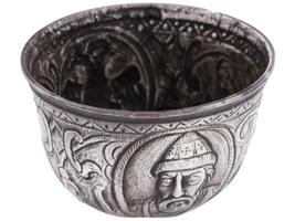 17 CENTURY SMALL RUSSIAN TSAR ENGRAVED SILVER CUP