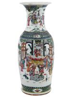 LARGE QING ERA CHINESE FAMILLE VERTE PORCELAIN VASE