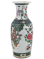 LARGE QING ERA CHINESE FAMILLE VERTE PORCELAIN VASE