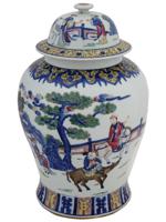 LARGE CHINESE REPUBLIC PERIOD LIDDED PORCELAIN JAR