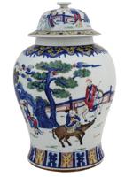 LARGE CHINESE REPUBLIC PERIOD LIDDED PORCELAIN JAR