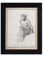 AMERICAN NUDE FEMALE DRAWING BY RAPHAEL SOYER