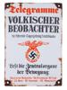 WWII NAZI GERMAN OBSERVER NEWSPAPER ENAMEL IRON SIGN PIC-0