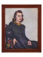 MID CENTURY FEMALE PORTRAIT OIL PAINTING SIGNED