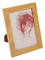 FRAMED RED CHALK DRAWING PORTRAIT OF A SLEEPER