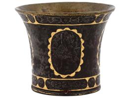 ANTIQUE PERSIAN STEEL SILVER AND GOLD INLAID HOOKAH CUP