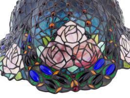 TIFFANY STYLE LEADED GLASS ROSE FLOWER TABLE LAMP