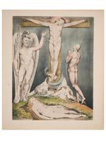 RELIGIOUS ENGLISH COLORED PRINT BY WILLIAM BLAKE