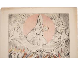 RELIGIOUS ENGLISH COLORED PRINT BY WILLIAM BLAKE