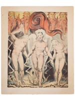 RELIGIOUS ENGLISH COLORED PRINT BY WILLIAM BLAKE