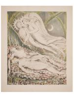 RELIGIOUS ENGLISH COLORED PRINT BY WILLIAM BLAKE