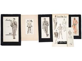 AMERICAN FASHION SKETCHES AND LANDSCAPE PAINTINGS