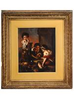 ANTIQUE 19TH C OIL ON TIN PAINTING AFTER MURILLO