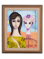 ATTRIBUTED TO MARGARET KEANE PORTRAIT OIL PAINTING