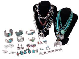 NATIVE AMERICAN SILVER AND TURQUOISE JEWELRY