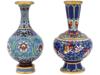 CHINESE FLORAL CLOISONNE ENAMEL OVER BRASS VASES PIC-1