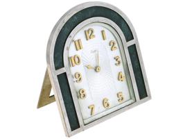 MIDCENT STEEL AND GREEN MARBLE CARTIER DESK CLOCK