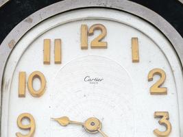 MIDCENT STEEL AND GREEN MARBLE CARTIER DESK CLOCK